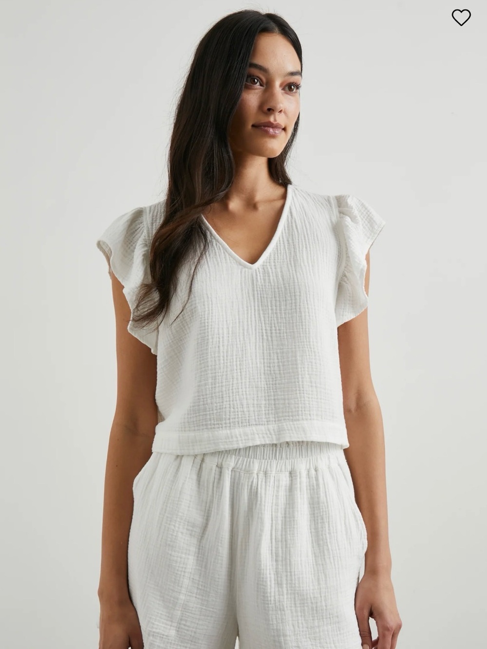 Rails White Gauze “Miley” Cotton Ruffle V-Neck Top - Size Small